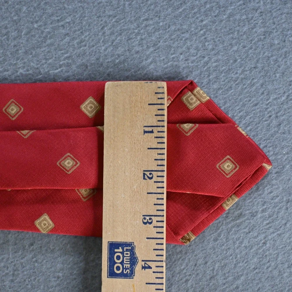 Granger Owings Mens‎ Royal Label Collection Geometric Silk Necktie OS Red Gold